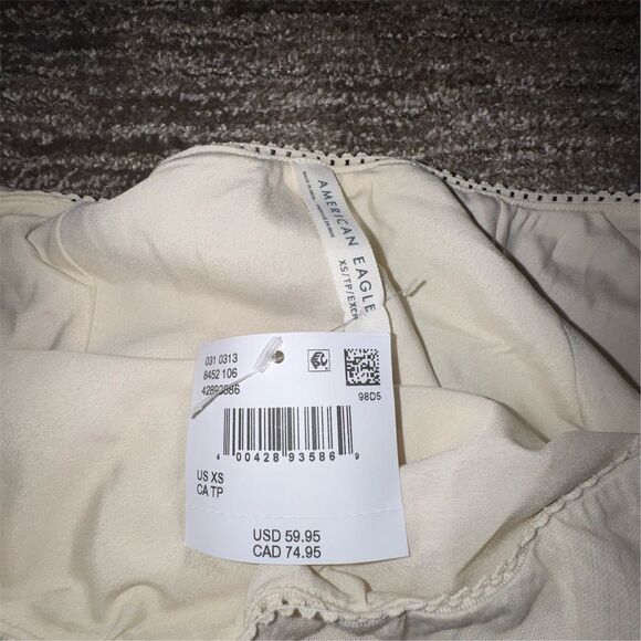 American Eagle Women's XS Ivory Maxi Skirt Elastic Waist Long Lined - Picture 8 of 14